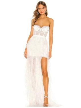For Love & Lemons White Bustier Gown  Size Small | High-Low Tulle Dress